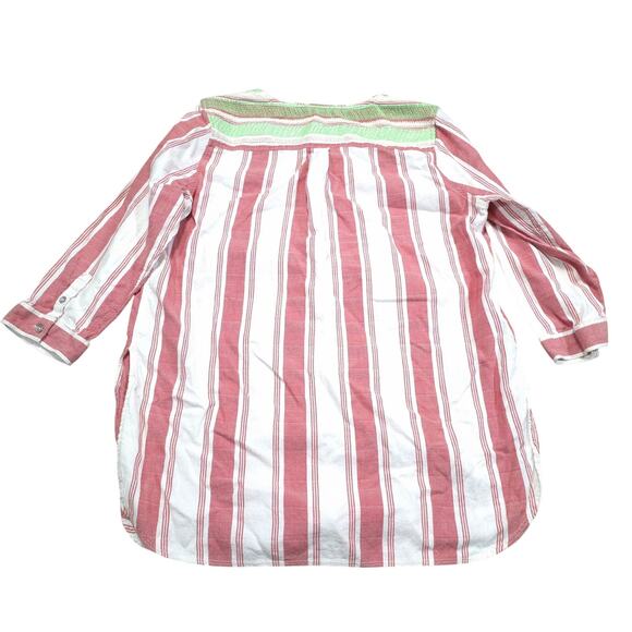 Woolrich Embroidered Button Up Striped Shirt Women Size L 100% Cotton Rodeo - Picture 2 of 6